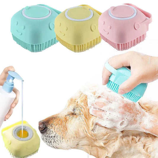 Pet Bath & Massage Brush – Soft Silicone Grooming Brush for Dogs & Cats | PetNestIndia