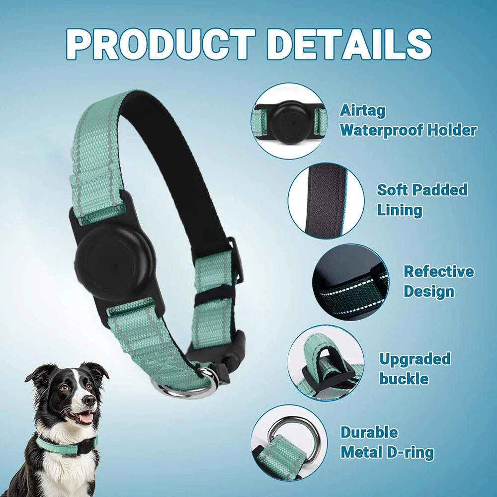 Heavy-Duty Dog Collar with AirTag Holder – Padded & Comfortable Adjustable Collar