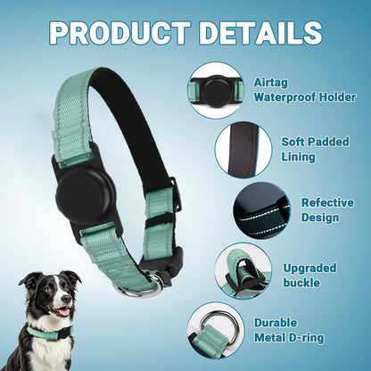 Heavy-Duty Dog Collar with AirTag Holder – Padded & Comfortable Adjustable Collar