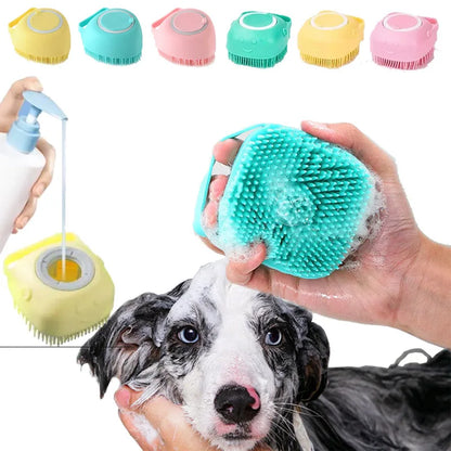 Pet Bath & Massage Brush – Soft Silicone Grooming Brush for Dogs & Cats | PetNestIndia