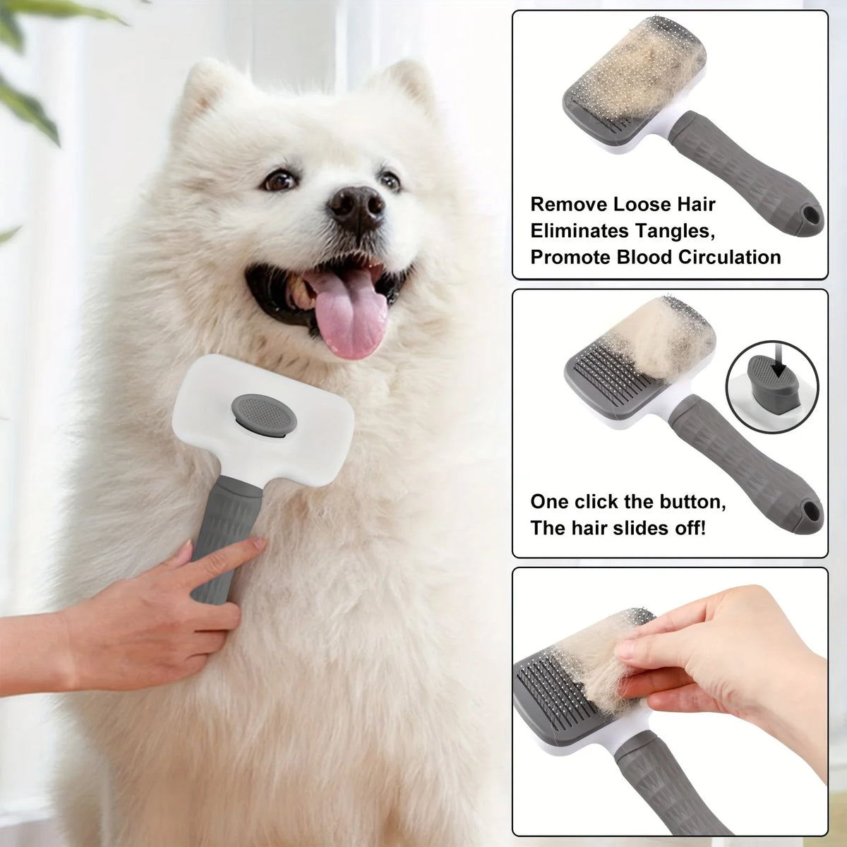 Self-Cleaning Pet Hair Remover Comb – Dog & Cat Slicker Grooming Brush