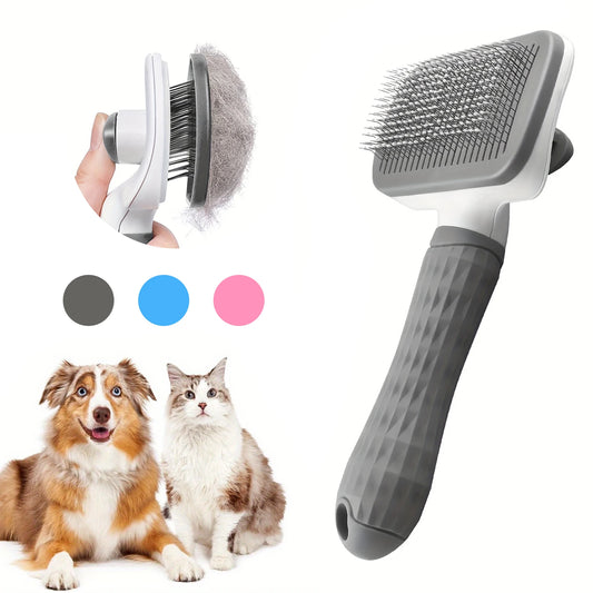 Self-Cleaning Pet Hair Remover Comb – Dog & Cat Slicker Grooming Brush